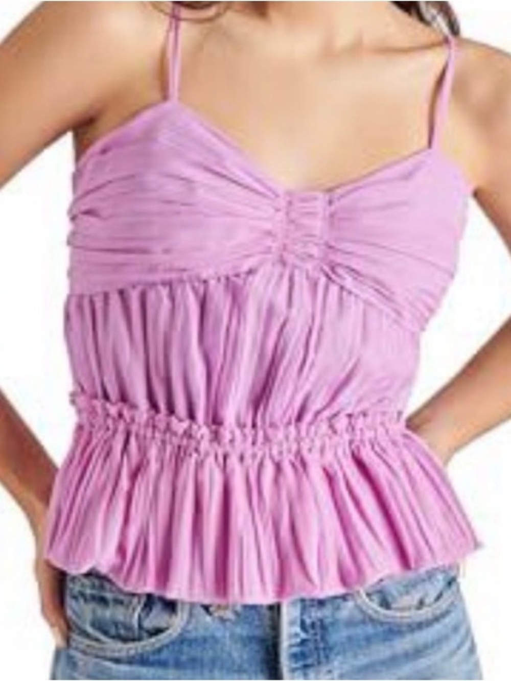 Steve Madden Lavender Purple Ruched Spaghetti Strap Top